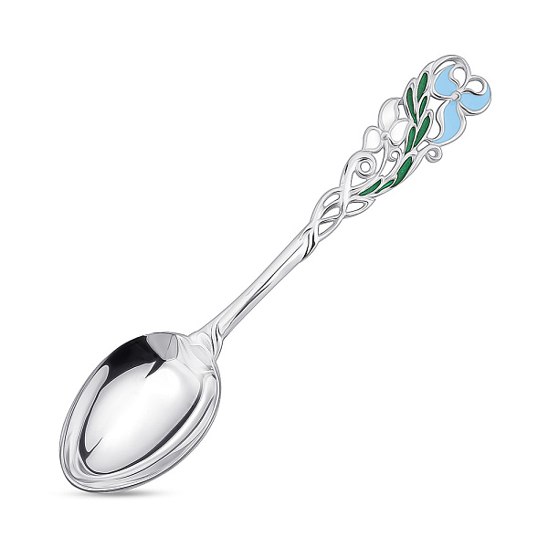 Серебряная ложка Цветок с эмалью (арт. 7522/8100558ебзг) – изображение 1