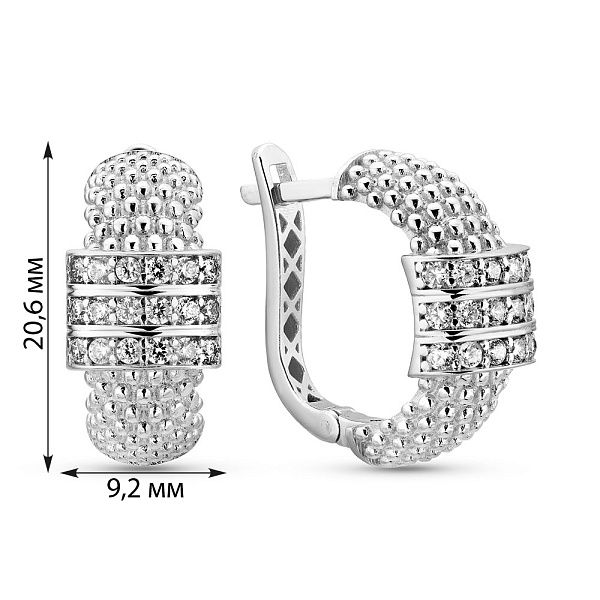 Серьги из белого золота с фианитами (арт. 1092018б) – изображение 3