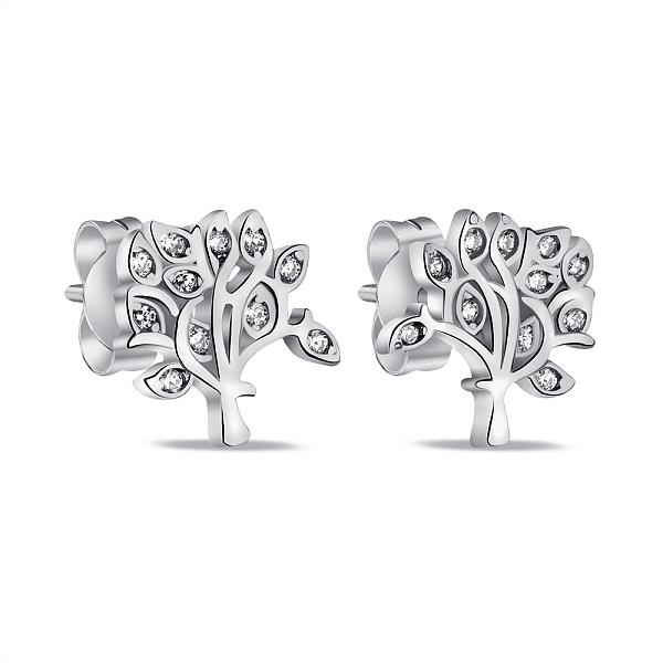 Серебряные серьги-пусеты Дерево жизни (арт. 7518/7001) – изображение 1