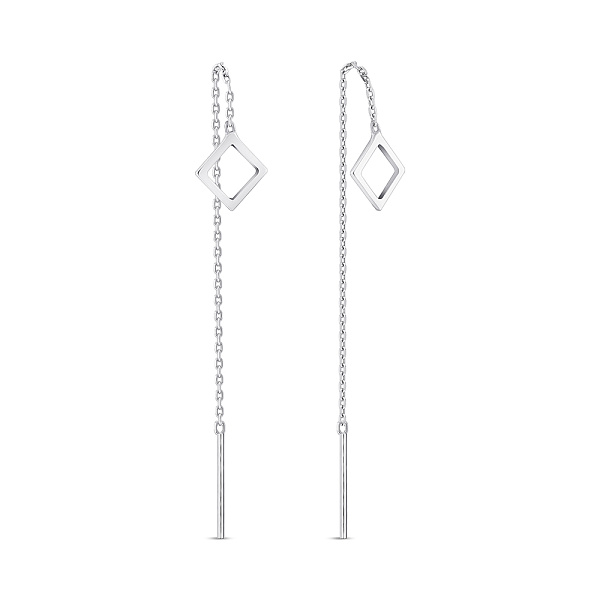 Длинные серебряные серьги без камней (арт. 7502/378сп) – изображение 1