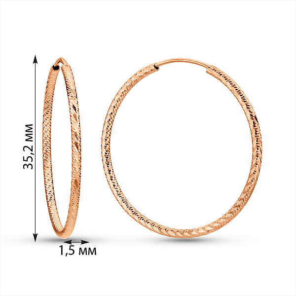 Золотые серьги-кольца с алмазной насечкой (арт. 122041/35) – изображение 2