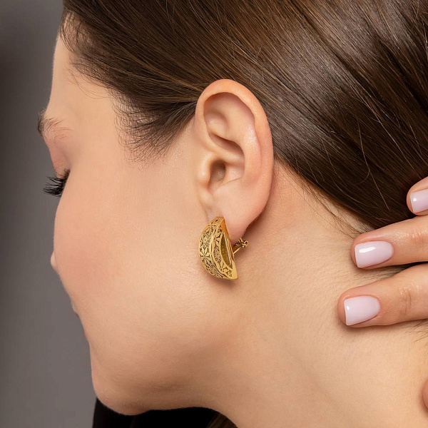 Золотые серьги без камней (арт. 102575ж) – изображение 3