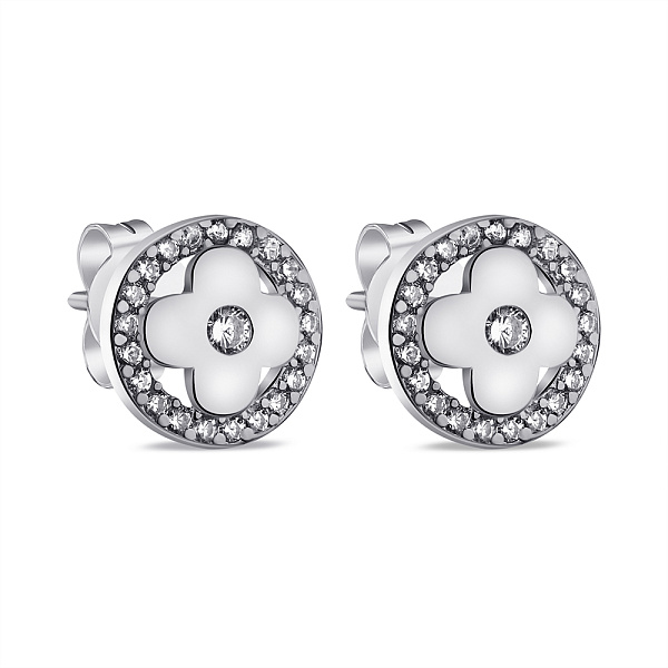 Серебряные серьги Клевер с фианитами (арт. 7518/6918) – изображение 1