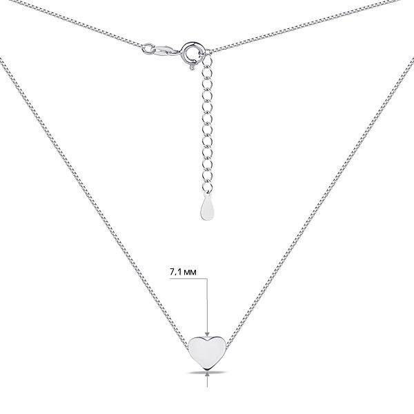 Серебряное колье Сердце без камней (арт. 7507/1919) – изображение 3