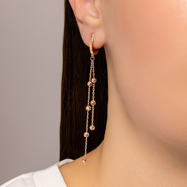 Серьги-подвески из красного золота (арт. 107628) – изображение 2
