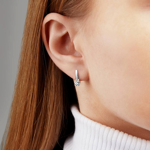 Серьги из белого золота с бриллиантами (арт. С011118040б) – изображение 2