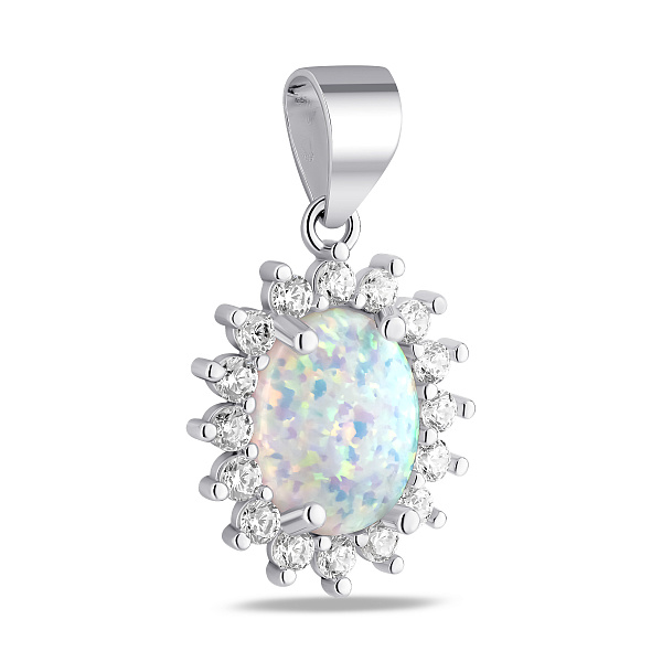 Серебряная подвеска с опалом и фианитами (арт. 7503/4641Поб) – изображение 1