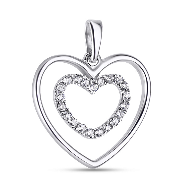 Серебряная подвеска «Сердце» с фианитами (арт. 7503/2357) – изображение 1