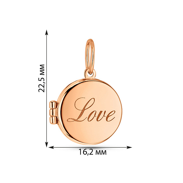Золотий медальйон Love (арт. 424722) – зображення 5