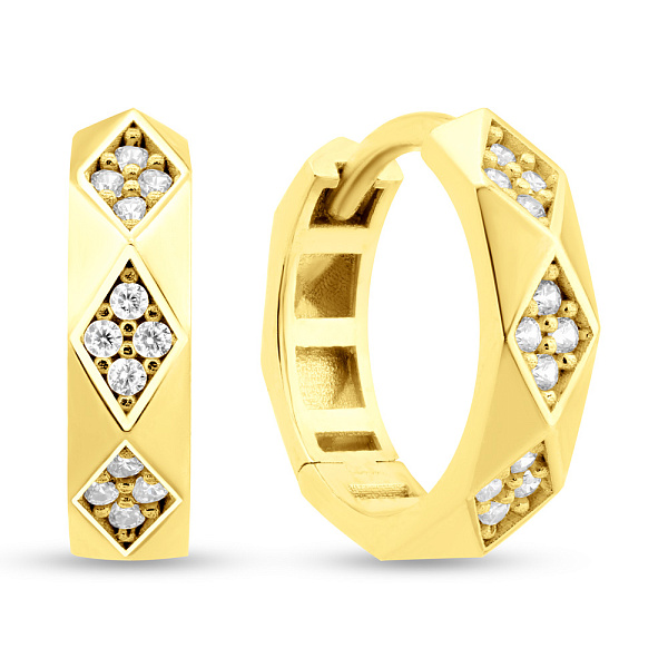 Серьги-кольца золотые с фианитами (арт. 1091522/15ж) – изображение 1