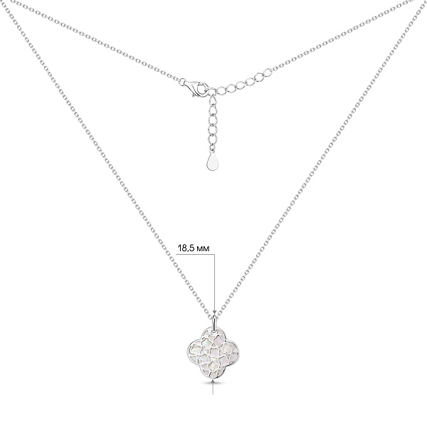 Серебряное колье с подвеской клевер с перламутром (арт. 7507/2406п) – изображение 3