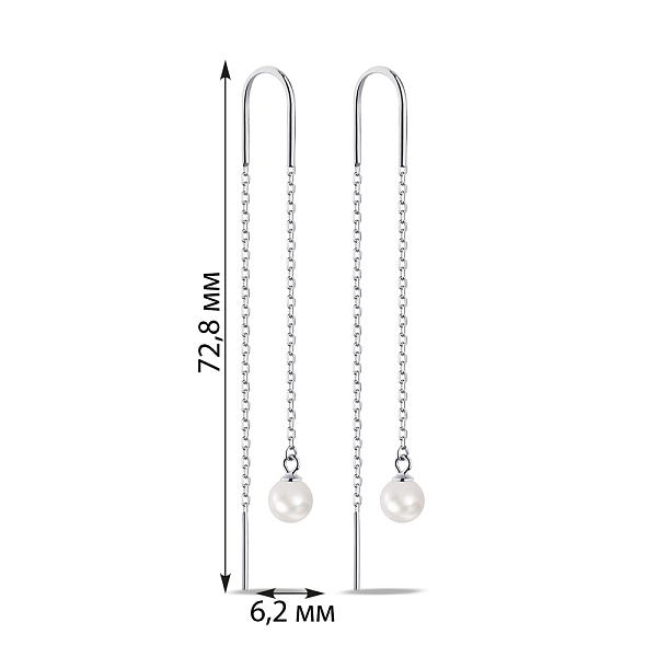 Серебряные серьги-протяжки с жемчугом (арт. 7502/9740жб) – изображение 2