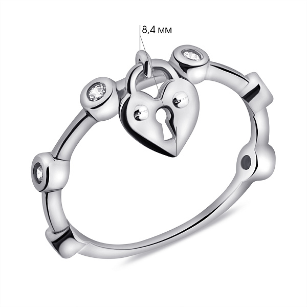Серебряное кольцо Замочек с подвеской (арт. 7501/6980) – изображение 2