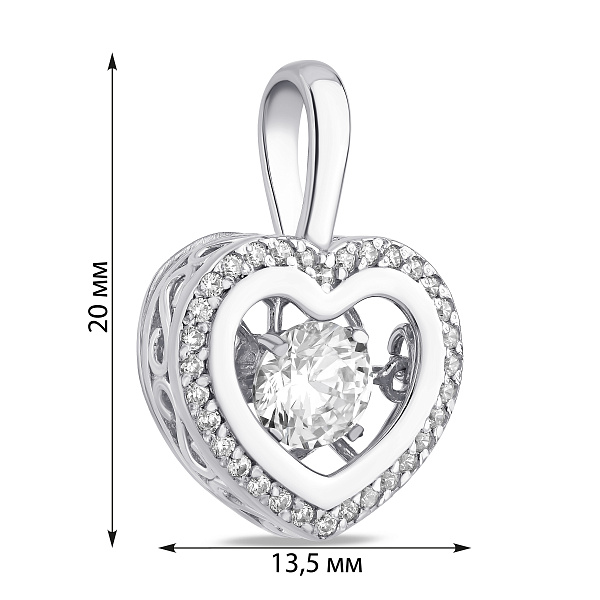 Серебряная подвеска Сердце с фианитами (арт. 7503/39090р) – изображение 2
