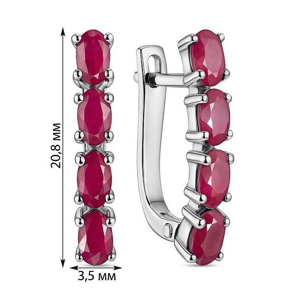 Серебряные серьги с рубинами (арт. 7502/2193678Р) – изображение 2