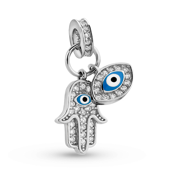 Серебряный кулон с эмалью и фианитами (арт. 7503/4411е) – изображение 1