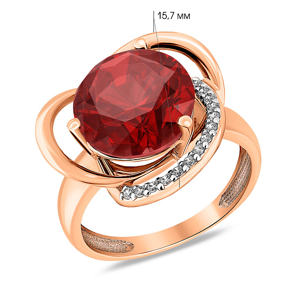 Кольцо из красного золота с кварцем (арт. 140697ПкГ) – изображение 3