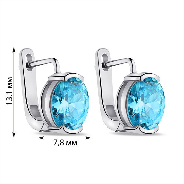 Сережки зі срібла з блакитними фіанітами (арт. 7502/СК2ФТ/378) – зображення 2