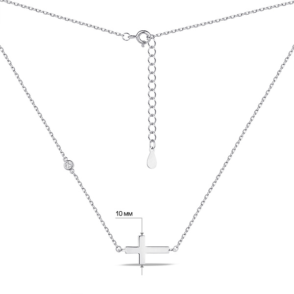 Серебряное колье крестик с одним фианитом (арт. 7507/2234) – изображение 3