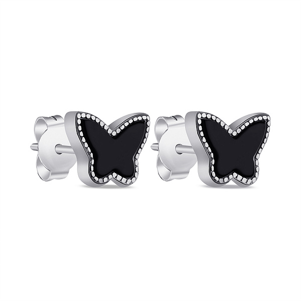 Серебряные серьги пусеты с ониксом (арт. 7518/СК2О/1136) – изображение 1