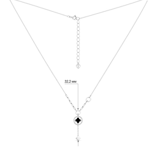 Серебряное колье Клевер с ониксом (арт. 7507/2393о) – изображение 3