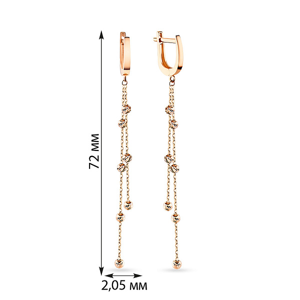 Серьги-подвески из красного золота (арт. 107628) – изображение 4