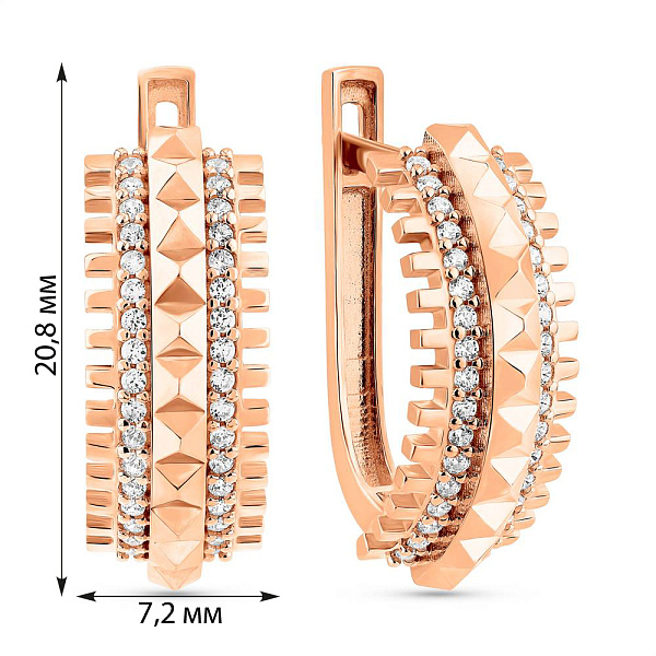 Серьги из красного золота с фианитами (арт. 1091397) – изображение 4