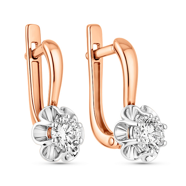 Серьги из красного золота с фианитами (арт. 114100) – изображение 1