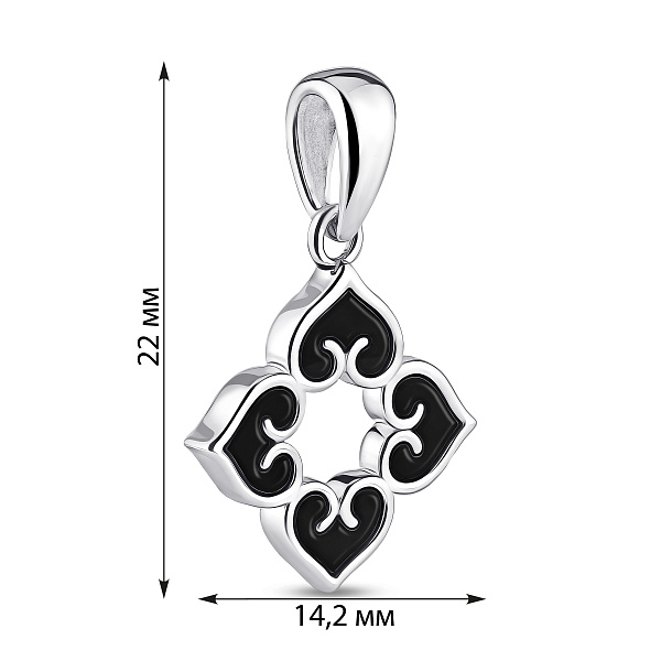 Серебряный кулон Цветок с ониксом (арт. 7503/4451о) – изображение 2