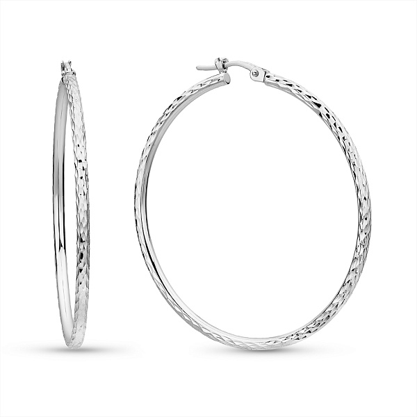 Серьги-кольца из белого золота (арт. 1091727/45б) – изображение 1