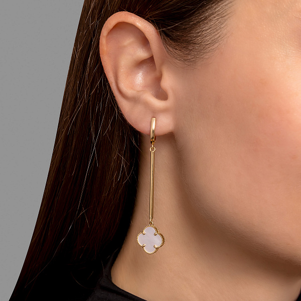 Длинные серьги-подвески из желтого золота с перламутром (арт. 107894/15жп) – изображение 2