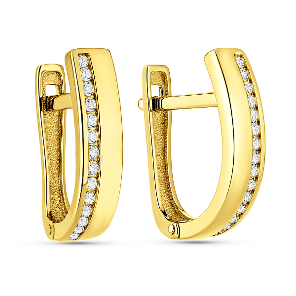 Серьги из желтого золота с дорожкой из фианитов (арт. 110485ж) – изображение 1