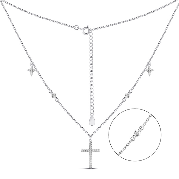 Серебряное колье Крестики с фианитами (арт. 7507/2342) – изображение 2