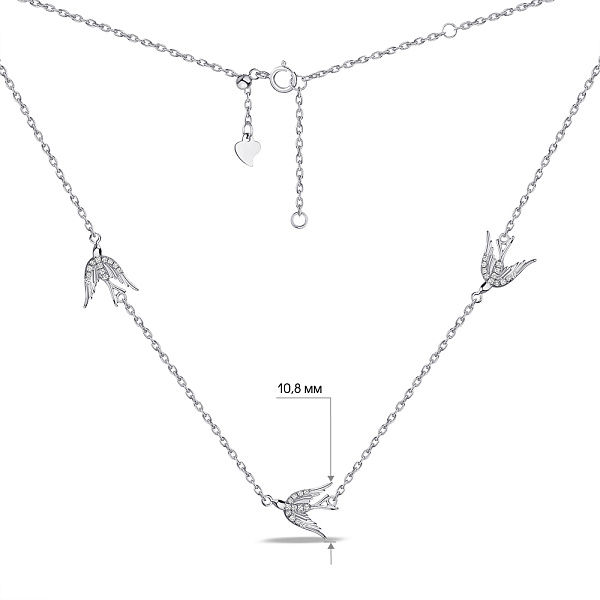Колье из серебра Птицы с фианитами (арт. 7507/КЛ2Ф/2005Ш) – изображение 3