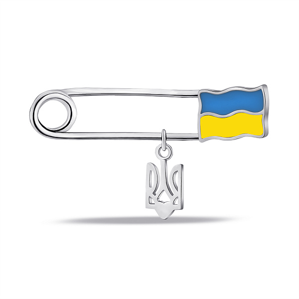 Срібна шпилька Прапор України і тризуб (арт. 7511/Бр2/055) – зображення 1