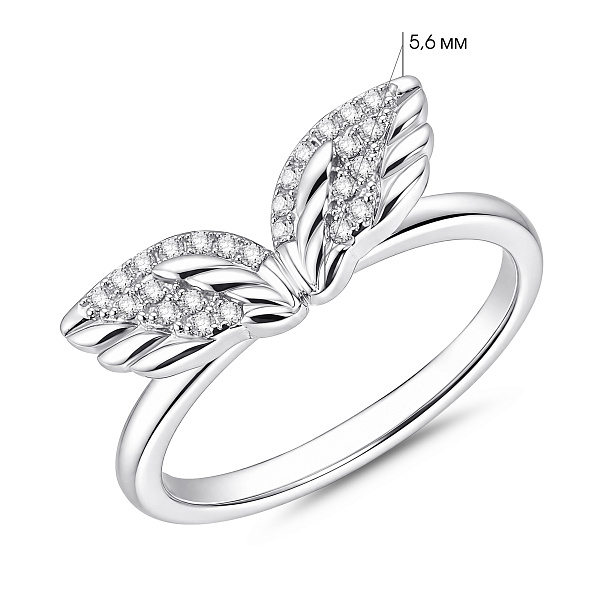 Серебряное кольцо крылья с фианитами (арт. 7501/8646) – изображение 2