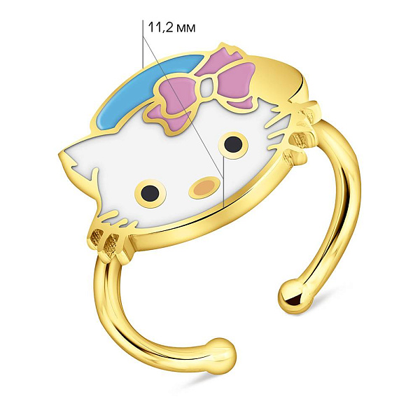 Золотое кольцо Kitty с эмалью (арт. 151061ж) – изображение 6