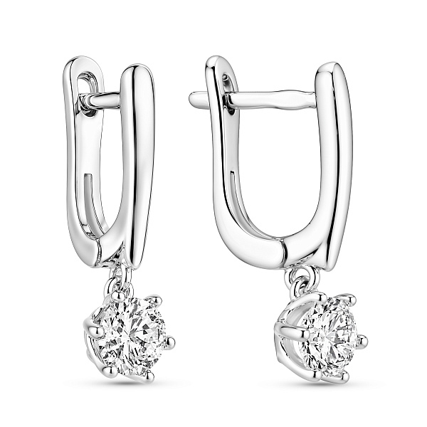 Серебряные серьги подвески с фианитами (арт. 7502/10456) – изображение 1