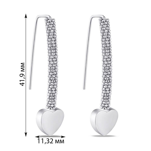 Серебряные сережки "Сердечки" без камней (арт. 7502/4284) – изображение 2