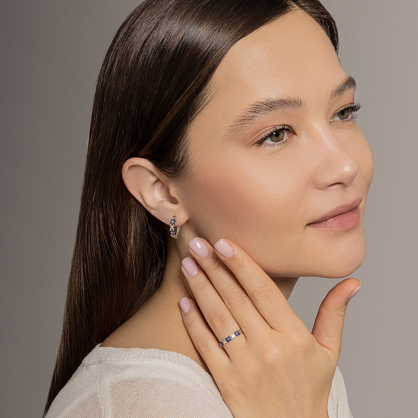 Кольцо из белого золота с сапфирами (арт. 141292/1Пбс) – изображение 5