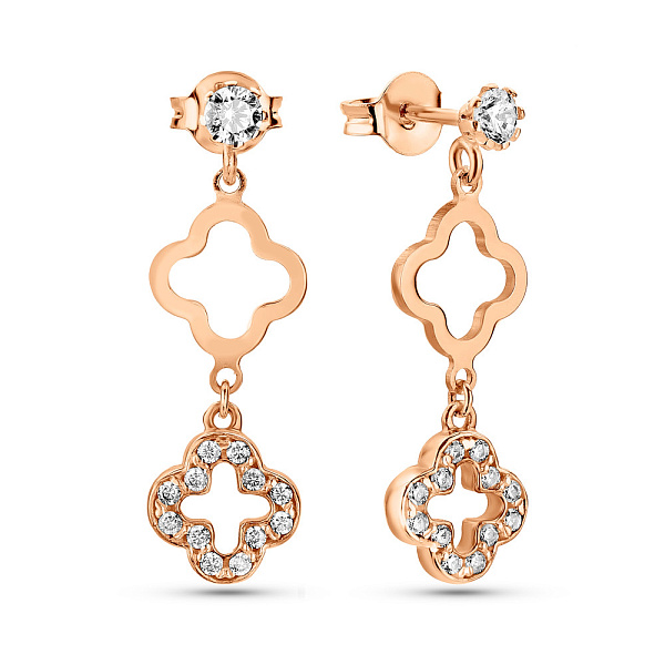 Серьги из красного золота с фианитами (арт. 1091592) – изображение 1