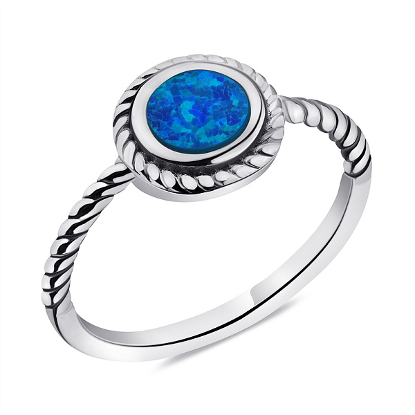 Серебряное кольцо с синим опалом (арт. 7501/6711Пос) – изображение 1
