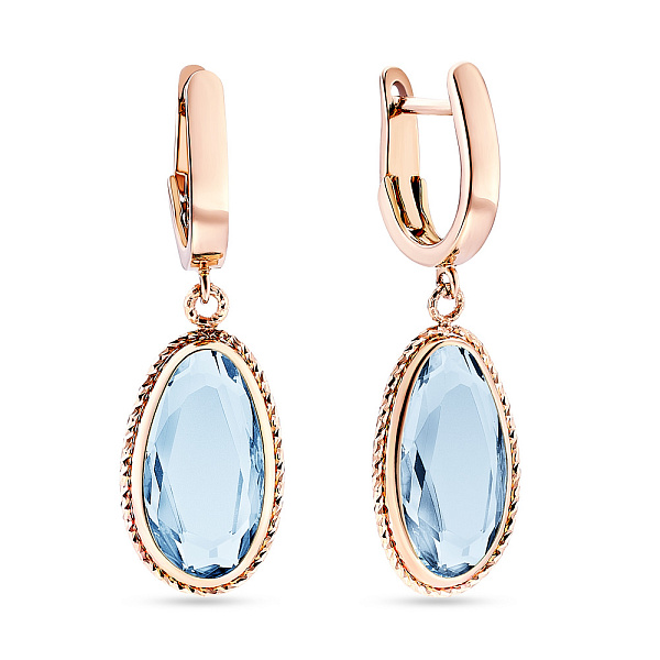 Золотые серьги-подвески с кварцем (арт. 107601Пкг) – изображение 1