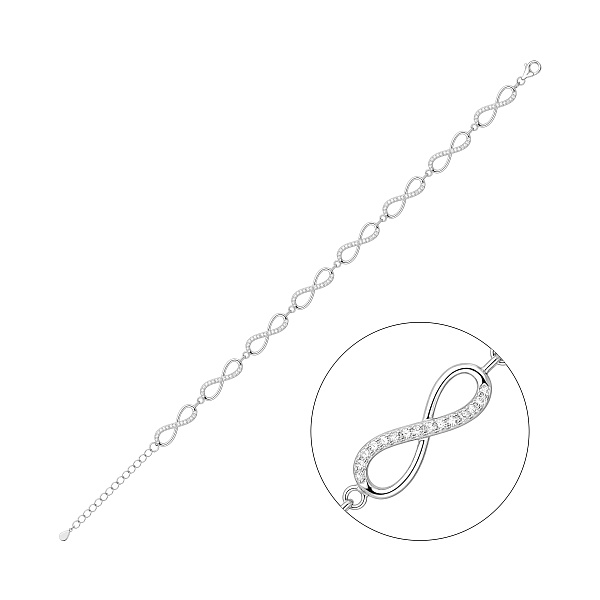Серебряный браслет Бесконечность с фианитами (арт. 7509/5560) – изображение 1