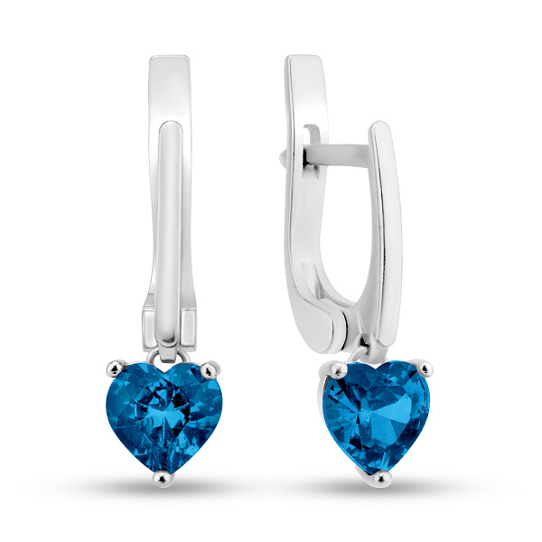 Серебряные серьги Сердце с топазом (арт. 7502/618Плсп) – изображение 1