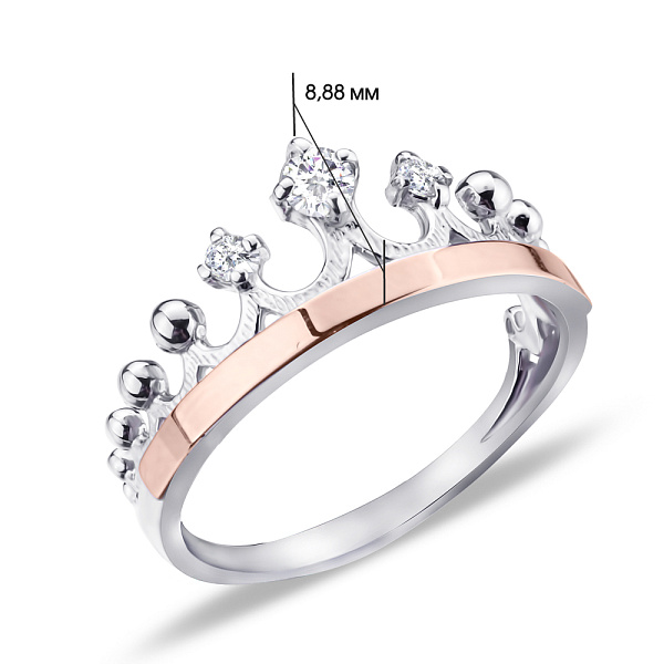 Серебряное кольцо «Корона» с фианитами (арт. 7201/229кп) – изображение 2
