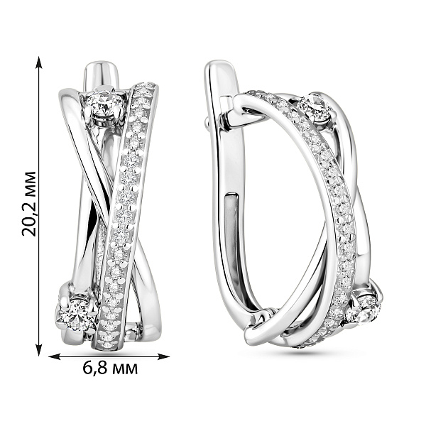 Сережки Синергия из белого золота с фианитами (арт. 110179б) – изображение 4