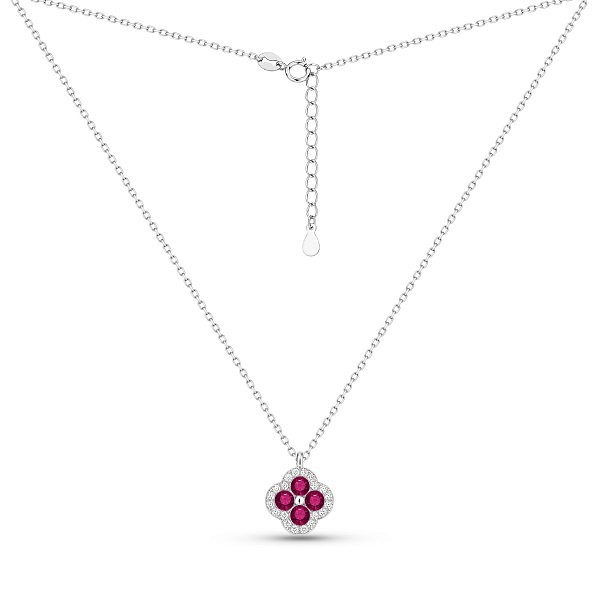 Серебряное колье клевер с альпинитами и фианитами (арт. 7507/2515амлн) – изображение 2