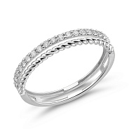 Двойное кольцо из белого золота с бриллиантами (арт. К011614010б)