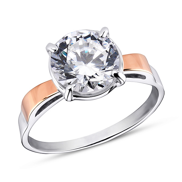 Серебряное кольцо с фианитом (арт. 7201/115кп) – изображение 1